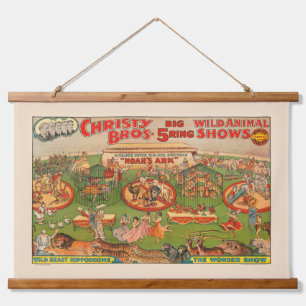 Vintage Christy Brothers Wild Animal Circus Poster Hanging Tapestry