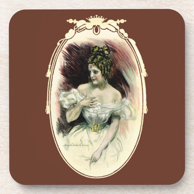 Vintage Christy Girl, Antique Bridal Portrait Coaster (Front)