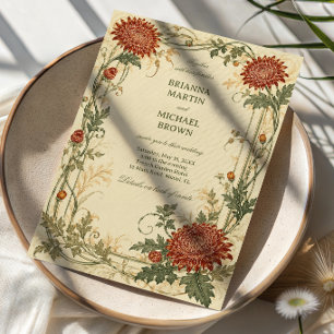 Vintage Chrysanthemum Botanical Invitation