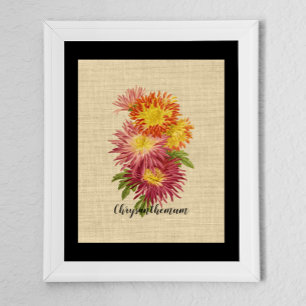 Vintage Chrysanthemum Botanical Poster
