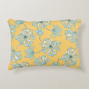 Vintage Chrysanthemum Flowers, Oriental Pattern. Decorative Cushion