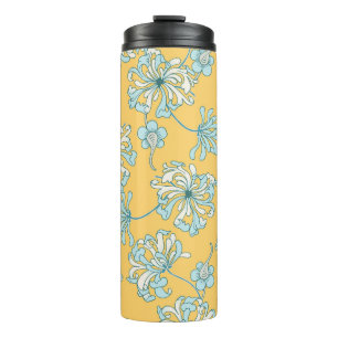 Vintage Chrysanthemum Flowers, Oriental Pattern. Thermal Tumbler