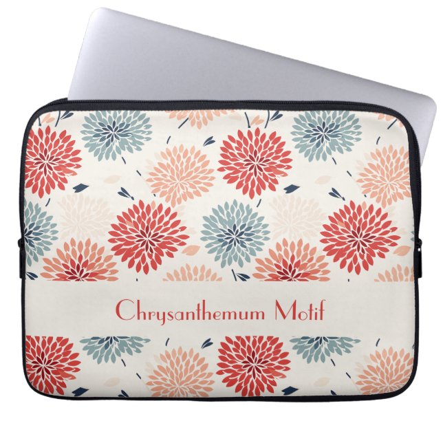 Vintage Chrysanthemum Motif Japenese Pattern Laptop Sleeve (Front)