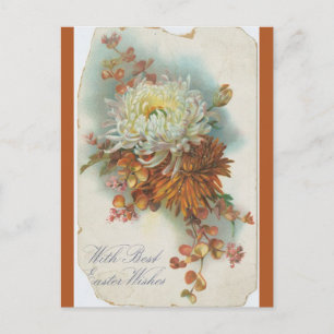 Vintage Chrysanthemums and an Easter Greeting Postcard