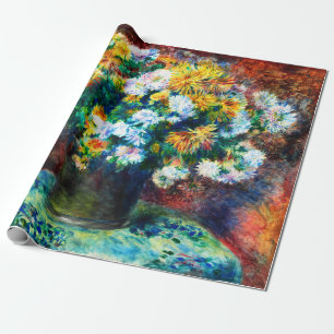 Vintage Chrysanthemums by Pierre-Auguste Renoir Wrapping Paper