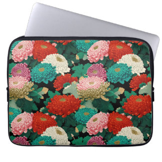 Vintage Chrysanthemums Colorful Floral Patttern Laptop Sleeve