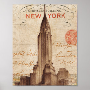 Vintage Chrysler Building in New York Poster