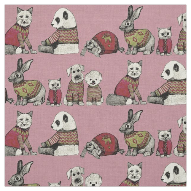 vintage chums pink fabric (Swatch)