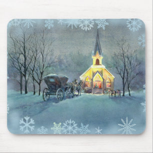 VINTAGE CHURCH by SHARON SHARPE Mouse Mat