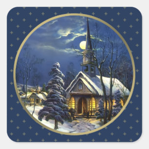 Vintage Church Christmas Gift Stickers