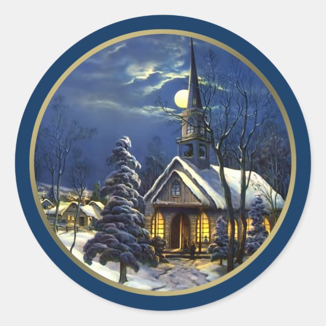 Vintage Church Christmas Gift Stickers (Front)
