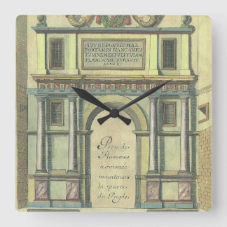 Vintage Church Door Entry Renaissance Architecture Square Wall Clock