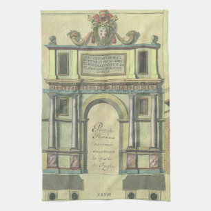 Vintage Church Door Entry Renaissance Architecture Tea Towel