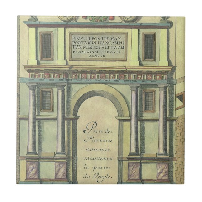 Vintage Church Door Entry Renaissance Architecture Tile (Front)