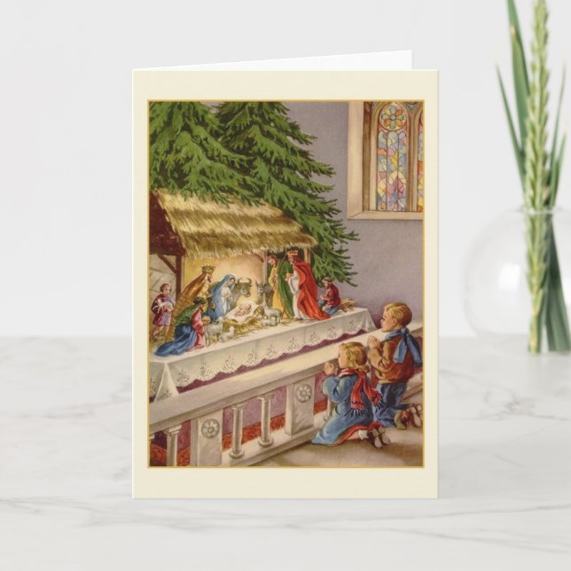 Vintage Church Nativity Greeting Card (Front)