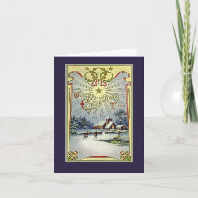 Vintage Church Scene Christmas Card (Front)