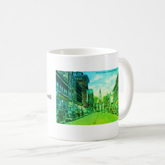 Vintage Church Street, Burlington, VT Coffee Mug (Front Right)
