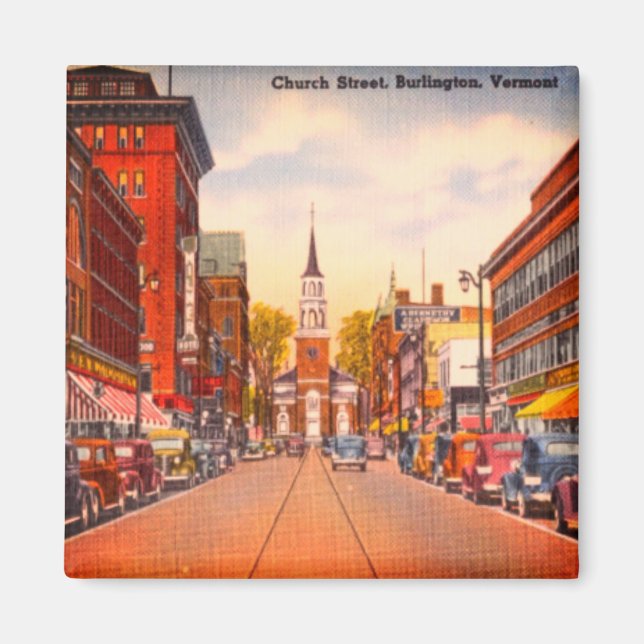 Vintage Church Street, Burlington, VT Magnet (Front)