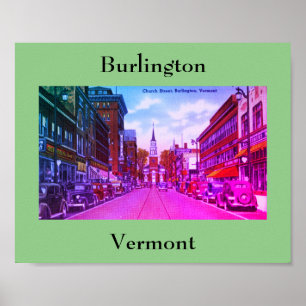 Vintage Church Street, Burlington, VT Poster