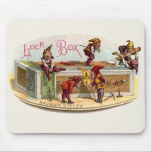 Vintage Cigar Box Gnomes Mouse Mat