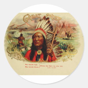 Vintage Cigar Box Label  GREAT CHIEF (L14)