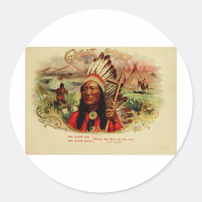 Vintage Cigar Box Label  GREAT CHIEF (L14) (Front)