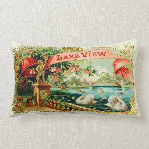Vintage Cigar Box Label Lumbar Cushion