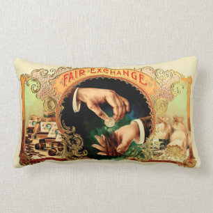 Vintage Cigar Box Label Lumbar Cushion