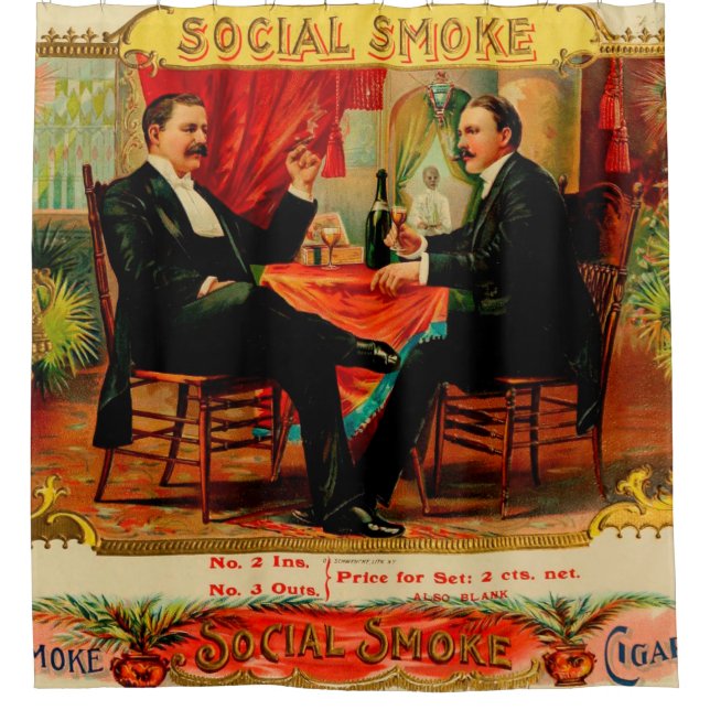 Vintage Cigar Box Label Shower Curtain (Front)