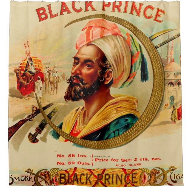 Vintage Cigar Box Label Shower Curtain (Front)