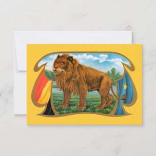 Vintage Cigar Label Art, African Lion in Savannah