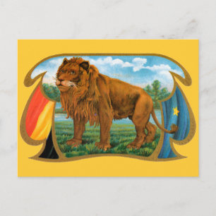 Vintage Cigar Label Art, African Lion in Savannah Postcard