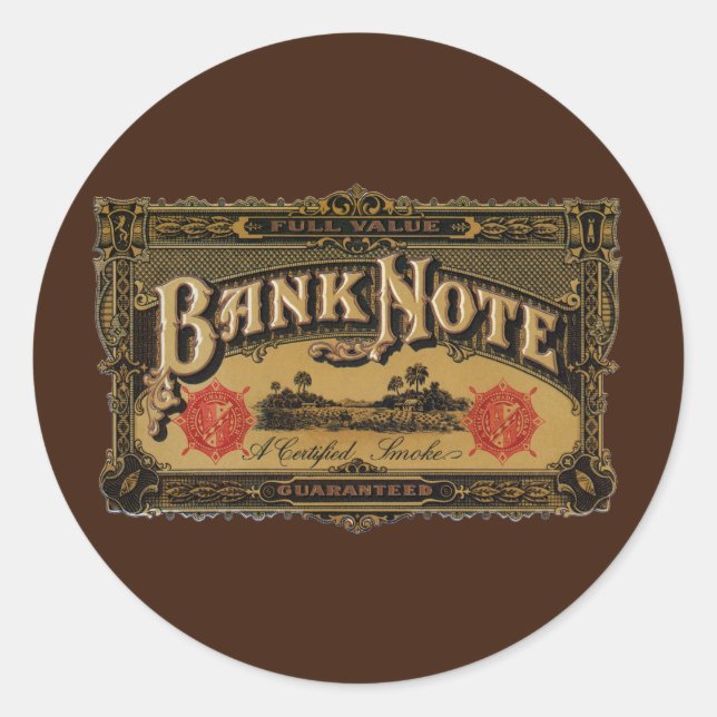Vintage Cigar Label Art, Bank Note Money Finance (Front)