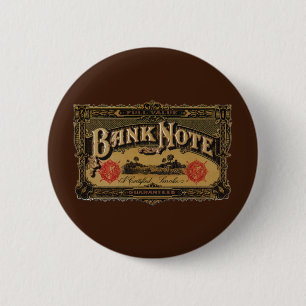 Vintage Cigar Label Art, Bank Note Money Finance 6 Cm Round Badge