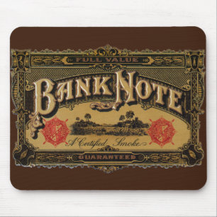 Vintage Cigar Label Art, Bank Note Money Finance Mouse Mat