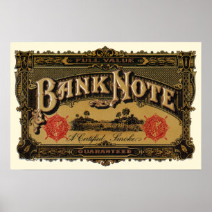 Vintage Cigar Label Art, Bank Note Money Finance Poster