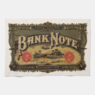 Vintage Cigar Label Art, Bank Note Money Finance Tea Towel