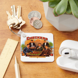 Vintage Cigar Label Art, Checkers Mild and Mellow Key Ring