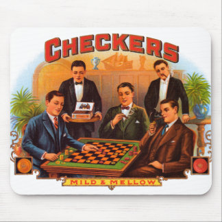 Vintage Cigar Label Art, Checkers Mild and Mellow Mouse Mat