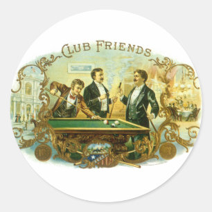 Vintage Cigar Label Art, Club Friends Billiards