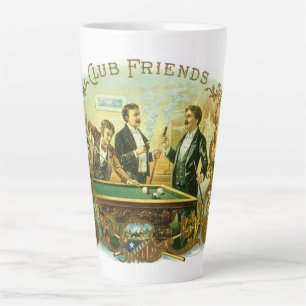Vintage Cigar Label Art, Club Friends Billiards Latte Mug