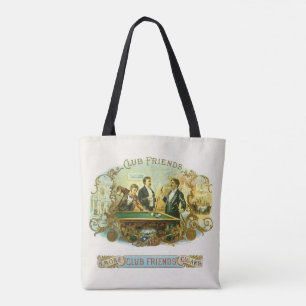 Vintage Cigar Label Art, Club Friends Billiards Tote Bag