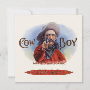 Vintage Cigar Label Art, Cowboy Hits the Mark