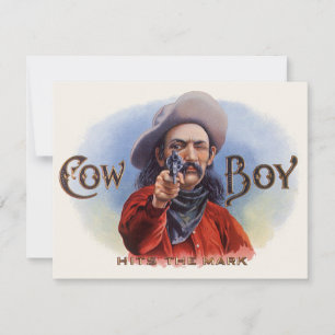 Vintage Cigar Label Art, Cowboy Hits the Mark