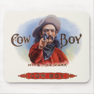 Vintage Cigar Label Art, Cowboy Hits the Mark Mouse Mat