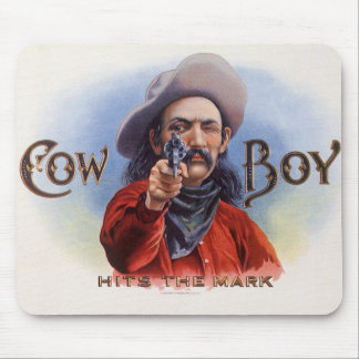 Vintage Cigar Label Art, Cowboy Hits the Mark Mouse Mat