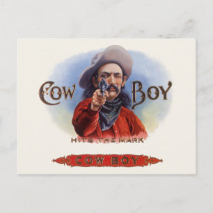 Vintage Cigar Label Art, Cowboy Hits the Mark Postcard