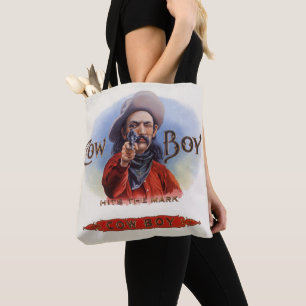 Vintage Cigar Label Art, Cowboy Hits the Mark Tote Bag
