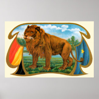 Vintage Cigar Label Art, Lion, King of the Jungle Poster