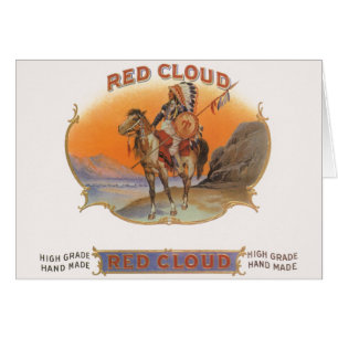 Vintage Cigar Label Art, Red Cloud Indian on Horse